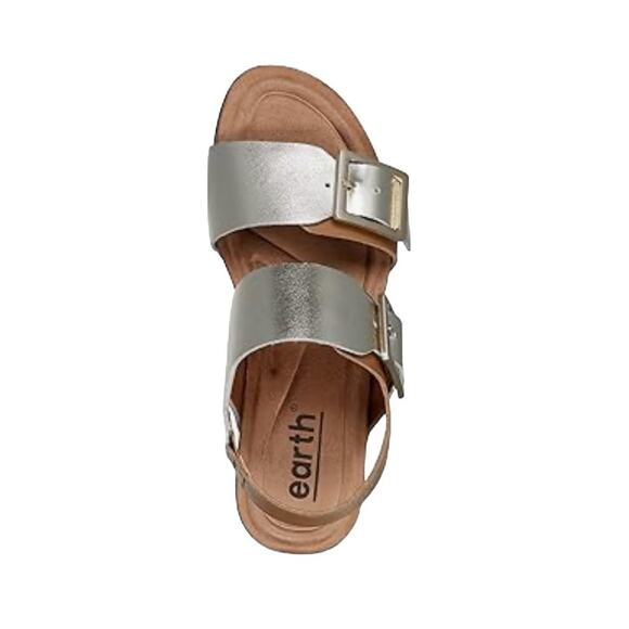 Earth Womens NEW Size 7.5 Willa Strappy Casual Mid Cork Wedge Sandals Gold NIB - Picture 4 of 11